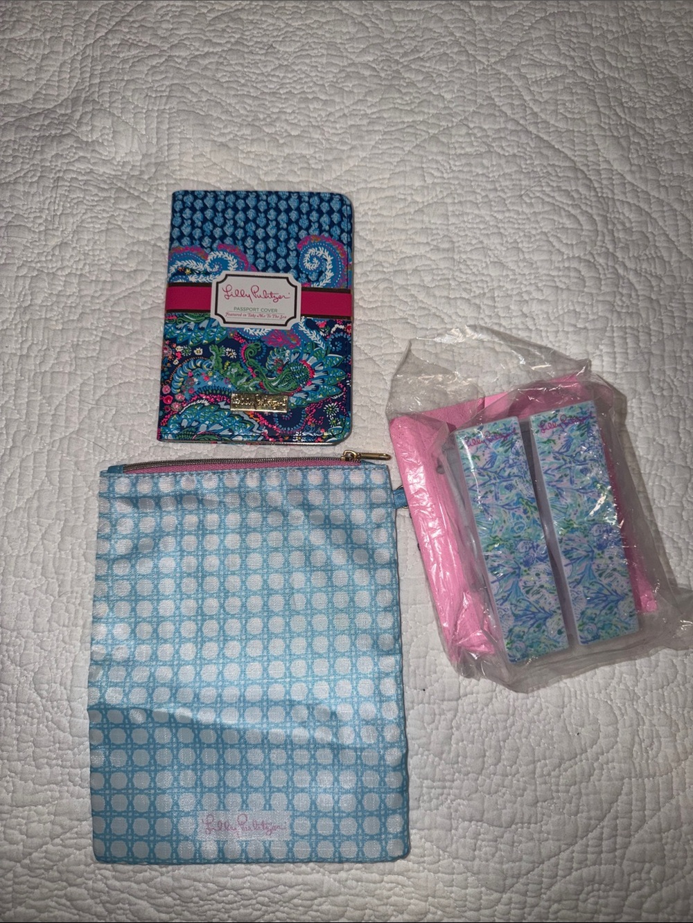 Lilly Pulitzer Blue, Teal & Pink Stationery Set with Patterned Notebook